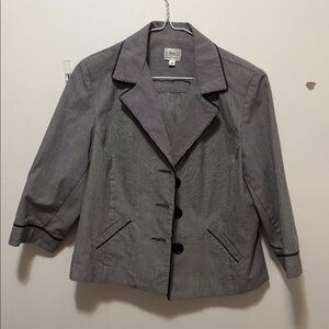 Cleo Women's Gray Blazer with Black Buttons